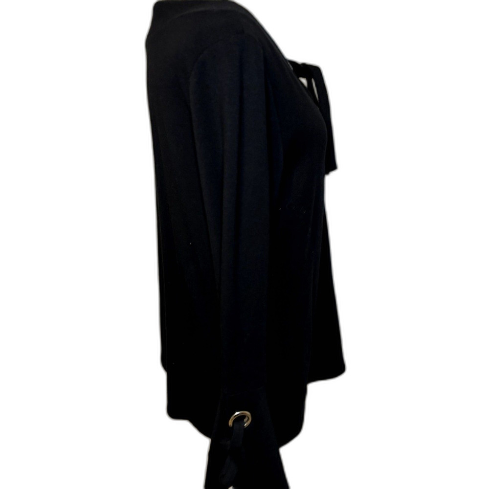 INC International Concepts Lace-Up Grommet Bell Sleeve Top Black Womens - Picture 7 of 8